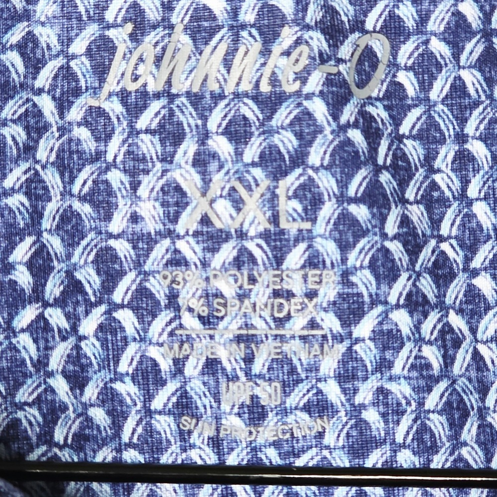Johnnie-O Polo Shirt Men's XXL Blue Geometric Print UPF 50 Stretch Performance - Picture 2 of 8